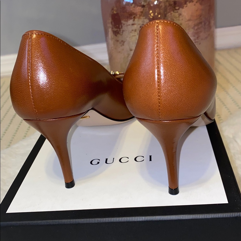 Gucci Brown Leather Heels with GG Horsebit Accents - Picture 11 of 14
